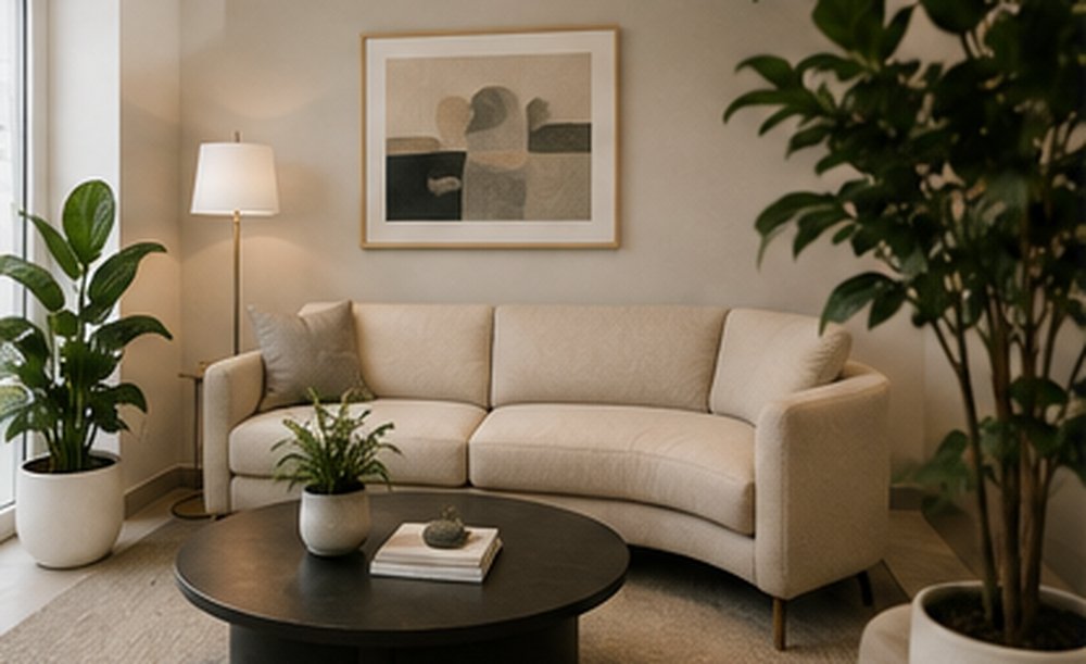 A calm, softly lit Lumen Dental Studio lounge